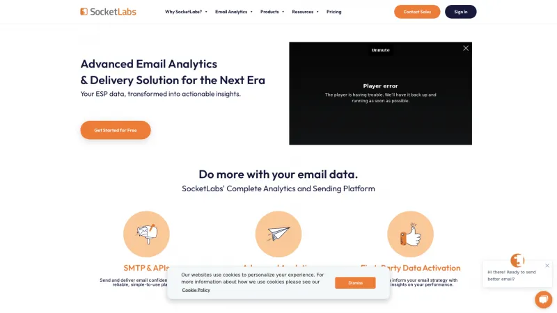 Homepage of SocketLabs