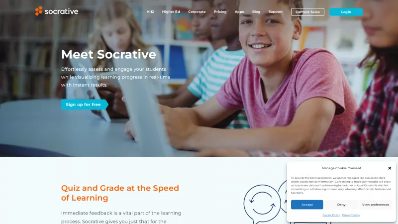 Homepage of Socrative