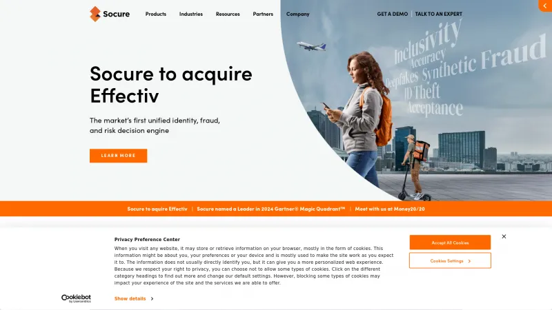 Homepage of Socure