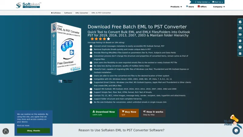 Homepage of Softaken EML to PST Converter