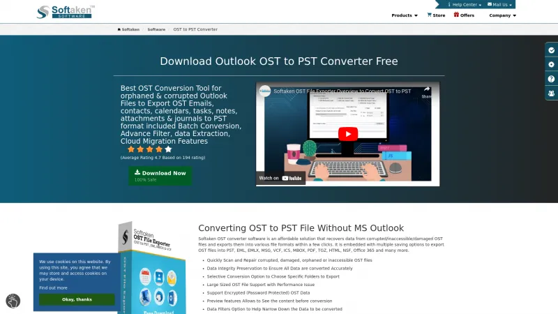 Homepage of Softaken MBOX to PST Converter