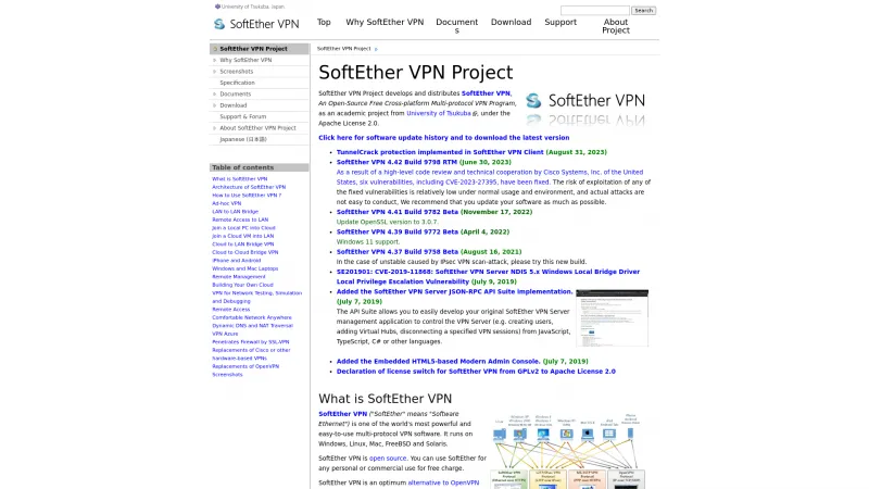 Homepage of SoftEther VPN