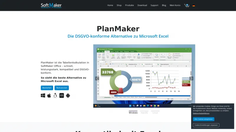 Homepage of PlanMaker