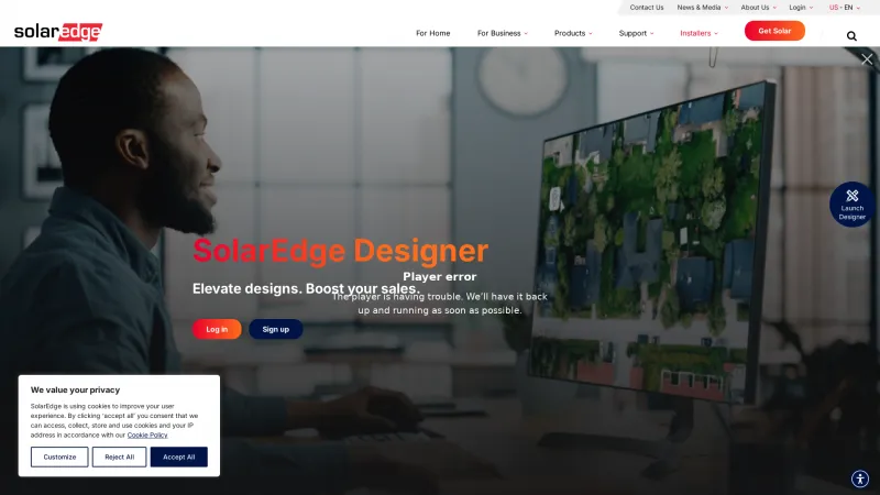 Homepage of SolarEdge Designer