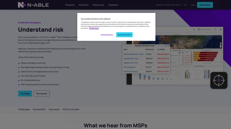 Homepage of N-able Risk Intelligence