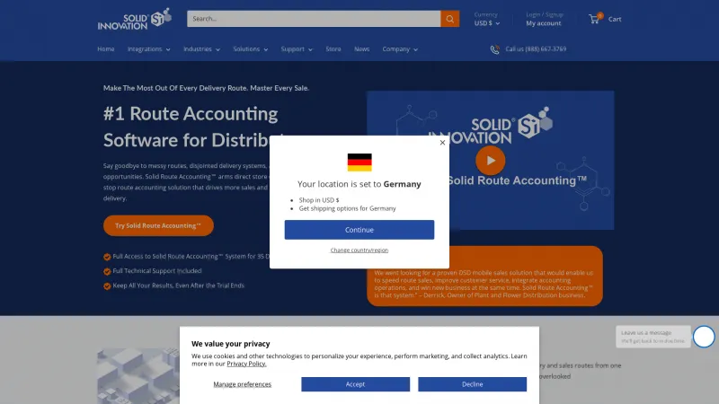 Homepage of Solid Route Accounting