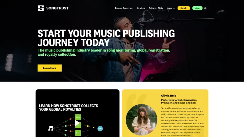 Homepage of Songtrust