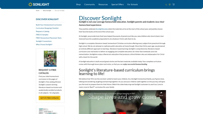 Homepage of Sonlight