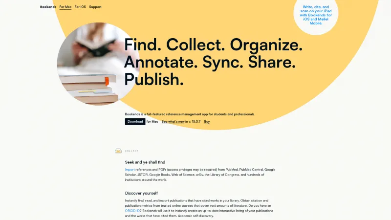 Homepage of Bookends