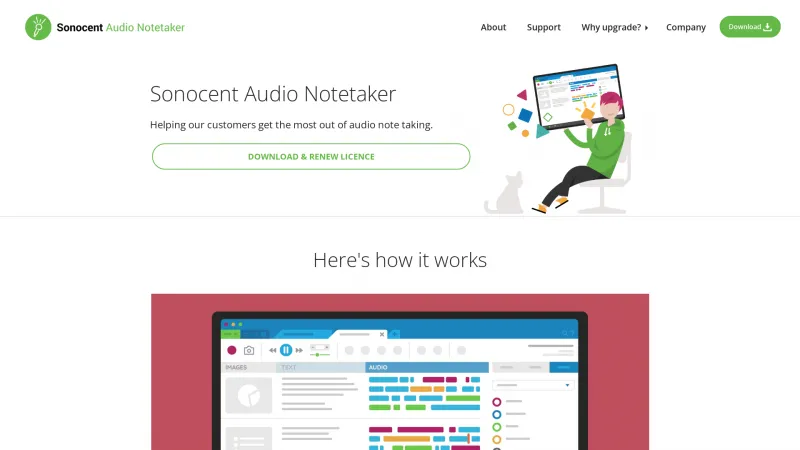 Homepage of Sonocent Audio Notetaker