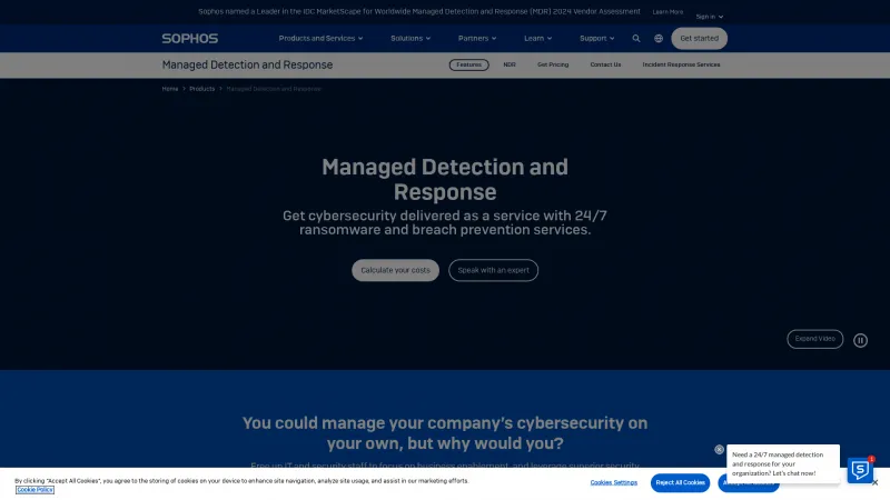 Homepage of Sophos Managed Threat Response