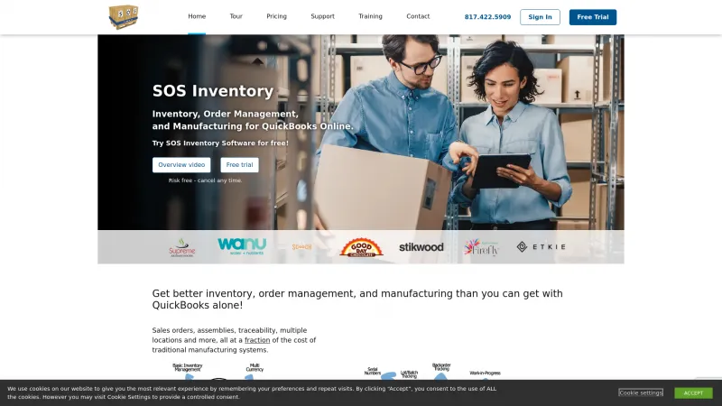 Homepage of SOS Inventory