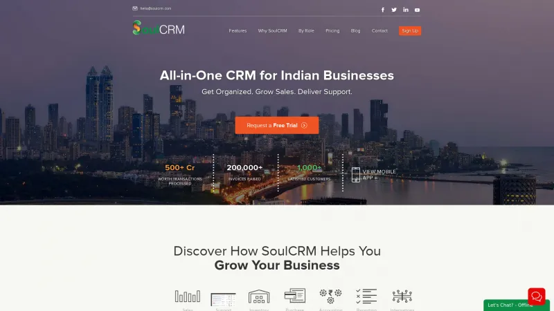 Homepage of SoulCRM