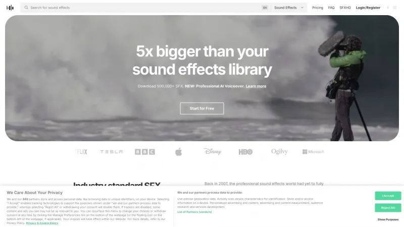 Homepage of Soundsnap