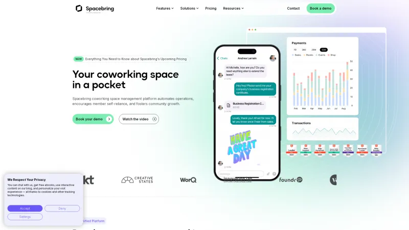 Homepage of Spacebring