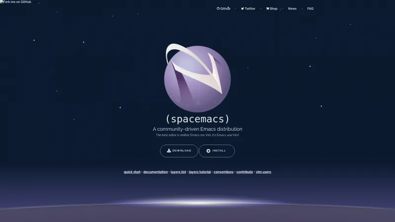 Homepage of Spacemacs