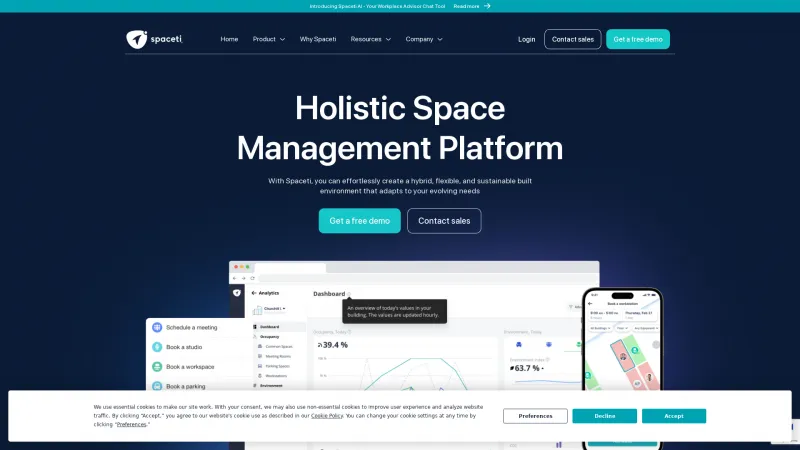 Homepage of Spaceti