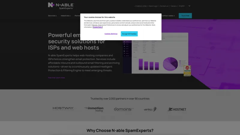 Homepage of N-able Spam Experts