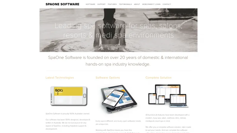 Homepage of SpaOne WebConnect