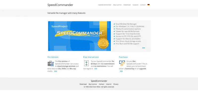 Homepage of SpeedCommander