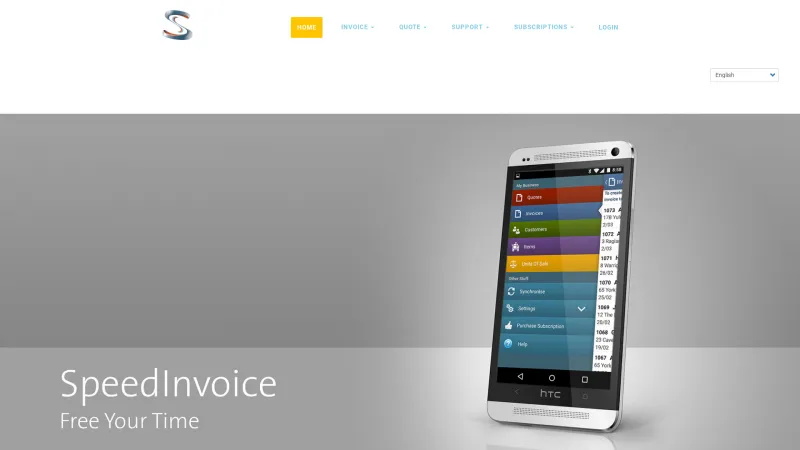 Homepage of SpeedInvoice