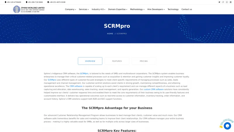 Homepage of SCRMpro