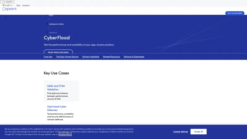 Homepage of CyberFlood