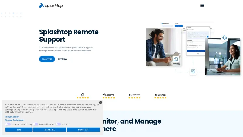 Homepage of Splashtop Remote Support