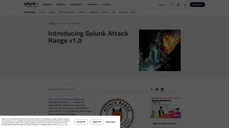 Homepage of Splunk Attack Range