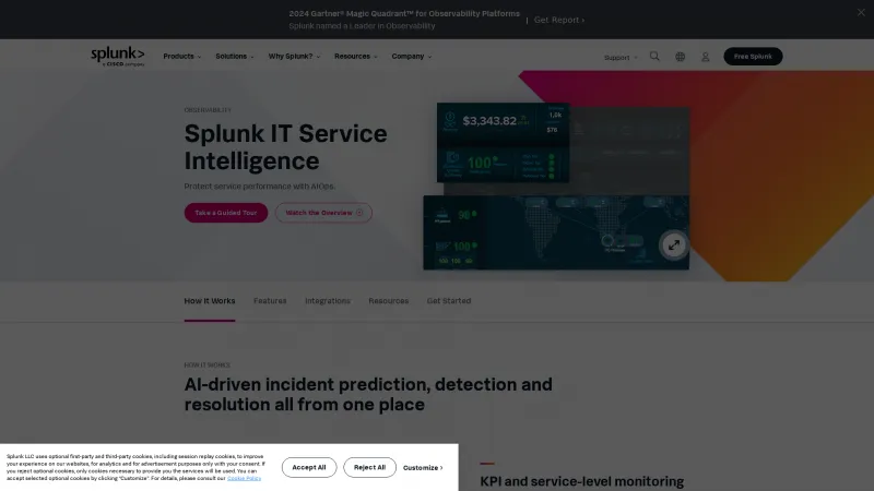 Homepage of Splunk IT Service Intelligence (ITSI)