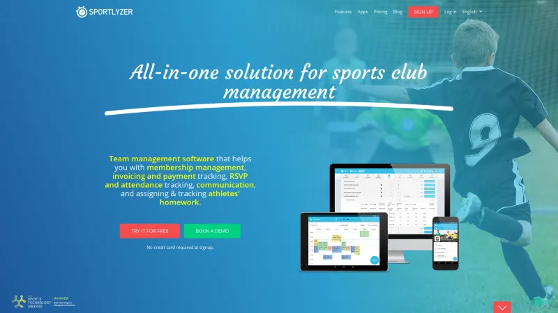 Homepage of Sportlyzer