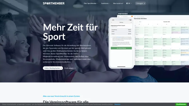 Homepage of SportMember