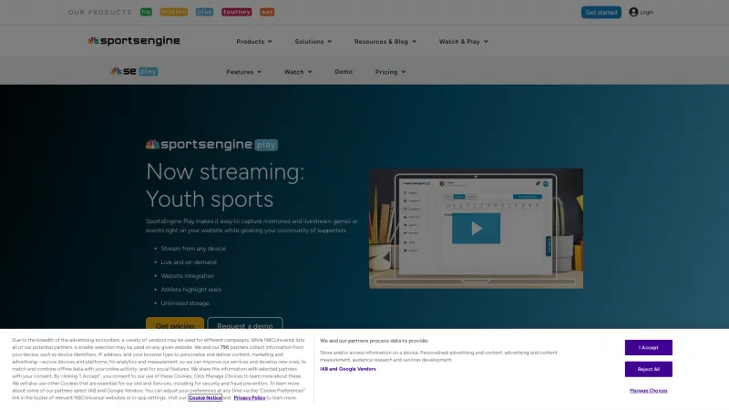 Homepage of SportsEngine Play