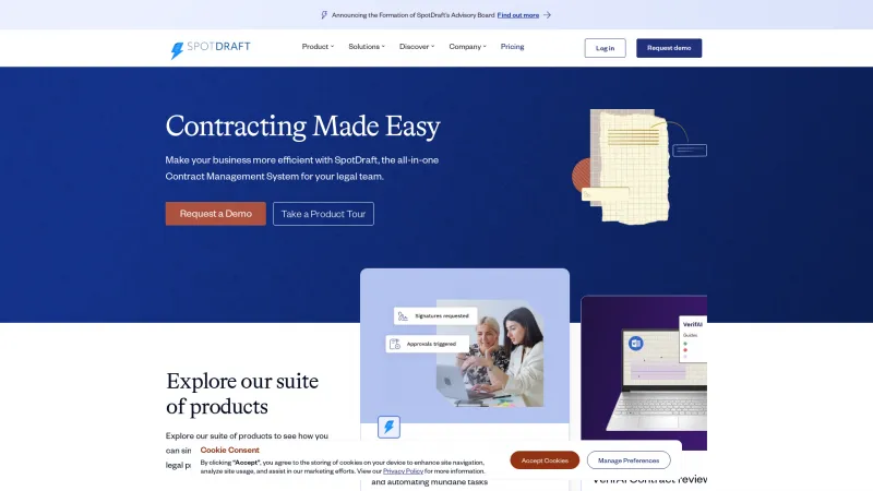 Homepage of SpotDraft