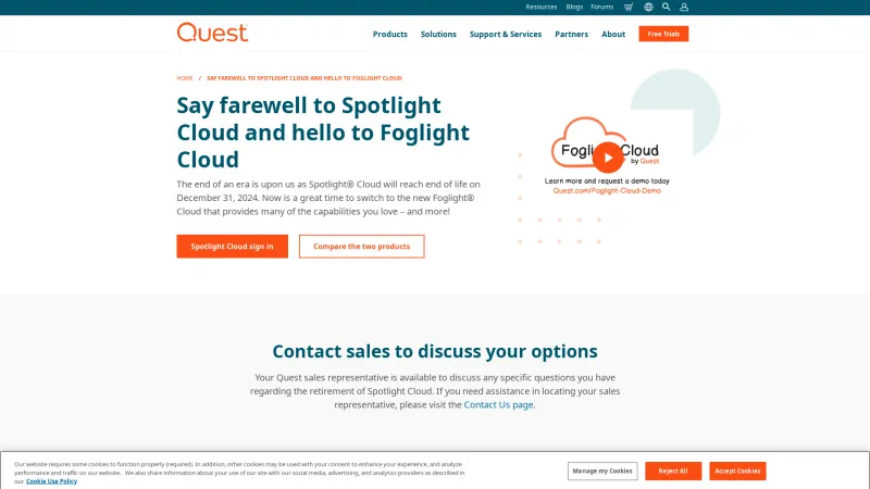 Homepage of Spotlight Cloud