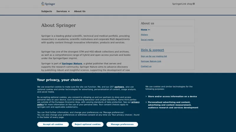 Homepage of Springer