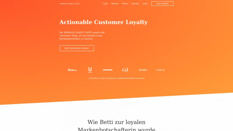 Homepage of Springup Loyalty Suite