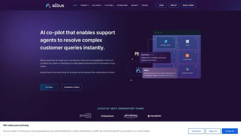 Homepage of Albus