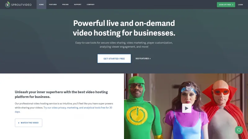 Homepage of SproutVideo