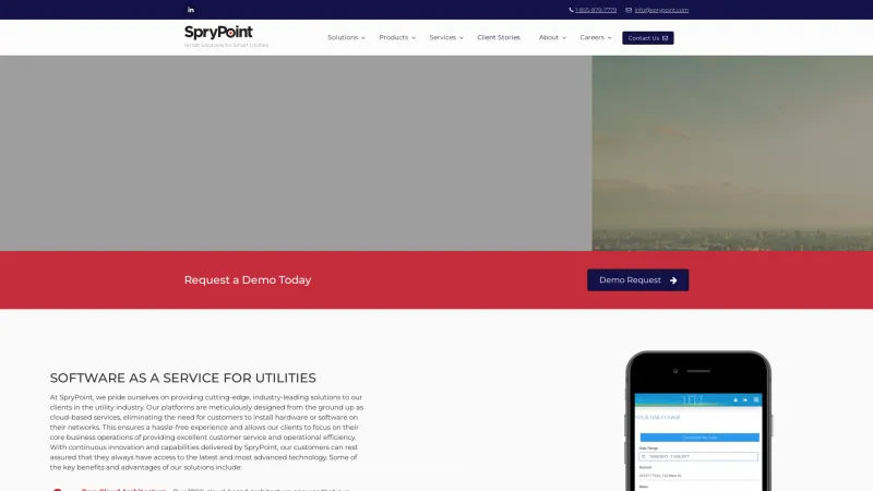 Homepage of SpryMobile