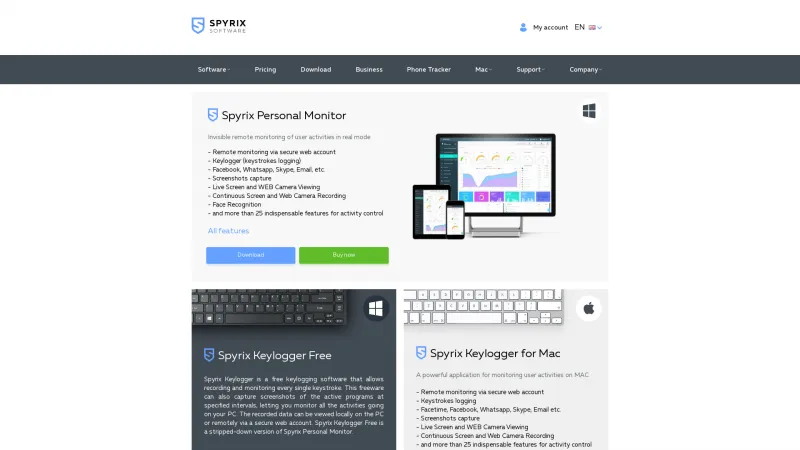 Homepage of Spyrix Employee Monitoring