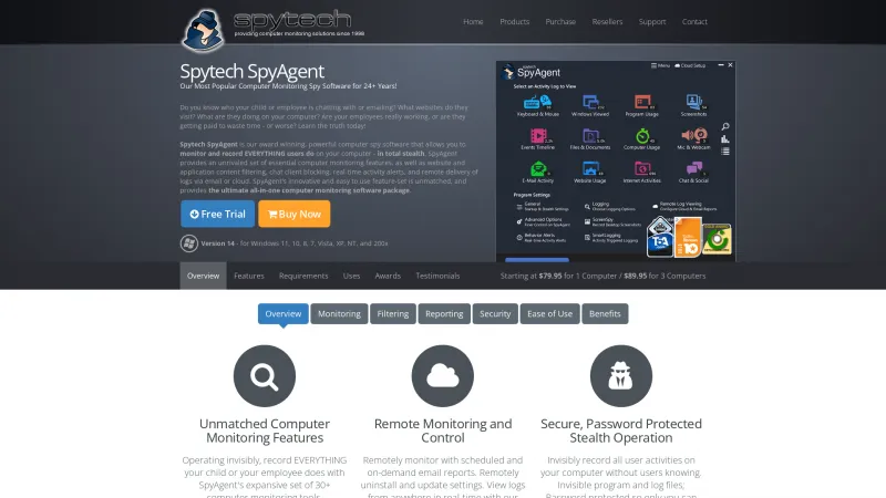 Homepage of SpyAgent