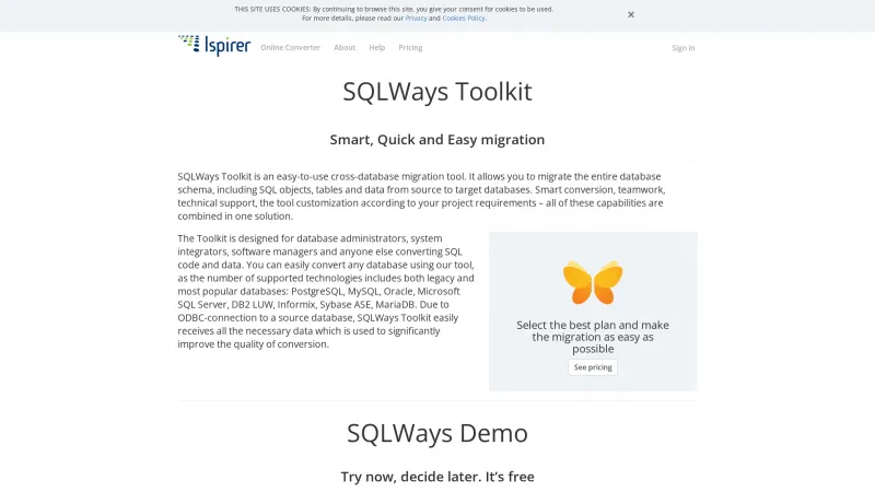 Homepage of Ispirer SQLWays Toolkit