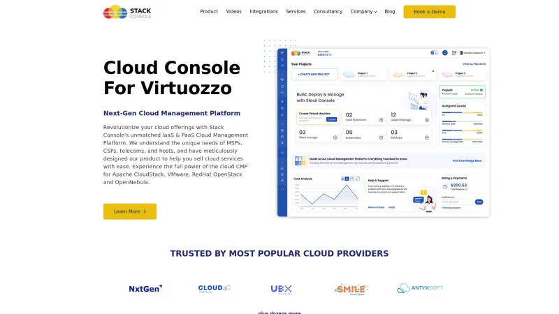 Homepage of Stack Console