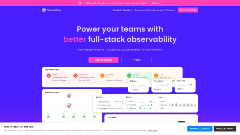 Homepage of StackState