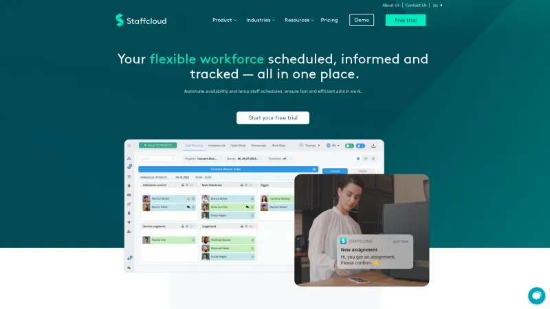 Homepage of Staffcloud