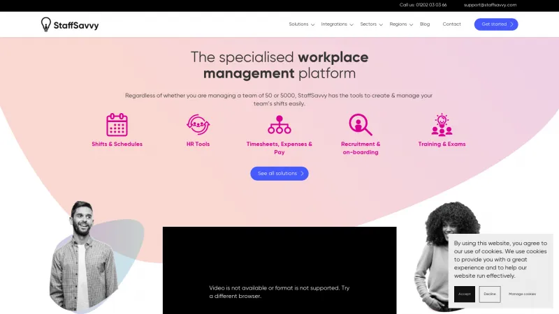 Homepage of StaffSavvy