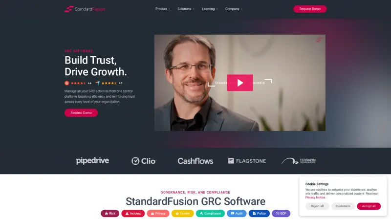 Homepage of StandardFusion