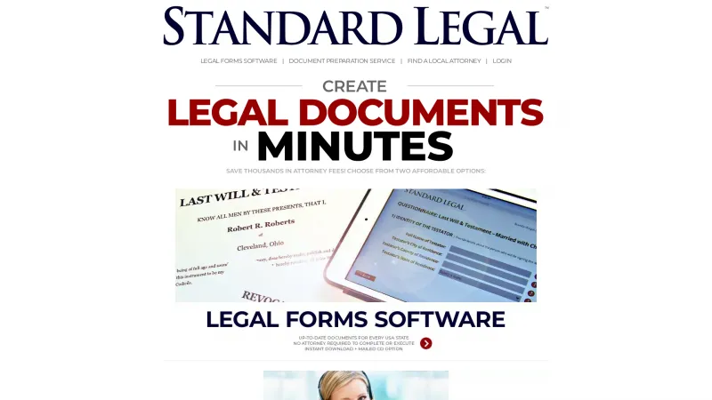 Homepage of Standard Legal's Professional Edition