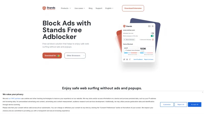 Homepage of Stands Fair AdBlocker